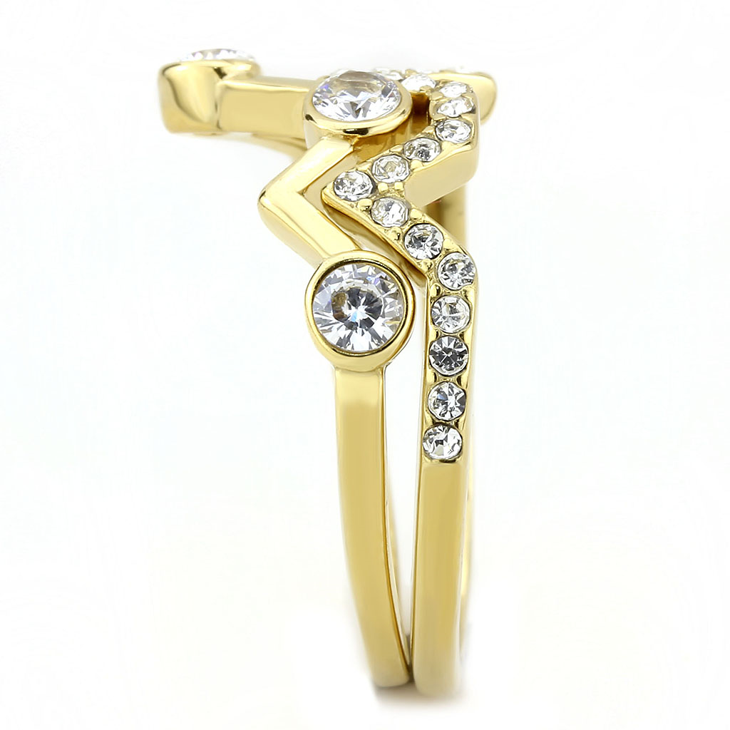 TK3596 - Stainless Steel Ring IP Gold(Ion Plating) Women AAA Grade CZ Clear