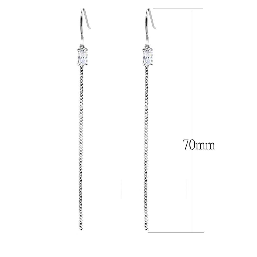 TK3599 - Stainless Steel Earrings High polished (no plating) Women AAA Grade CZ Clear