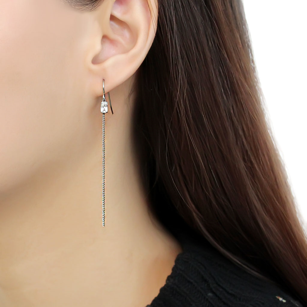 TK3599 - Stainless Steel Earrings High polished (no plating) Women AAA Grade CZ Clear