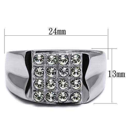 TK359 - Stainless Steel Ring High polished (no plating) Men Top Grade Crystal Clear