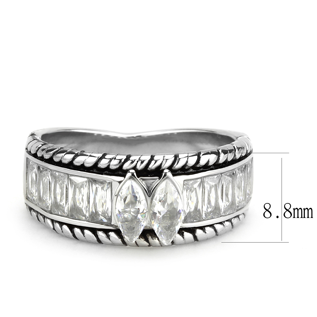 TK3606 - Stainless Steel Ring No Plating Women AAA Grade CZ Clear