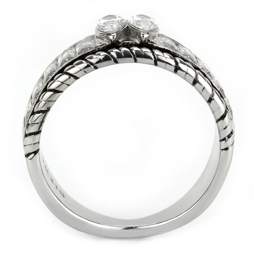 TK3606 - Stainless Steel Ring No Plating Women AAA Grade CZ Clear