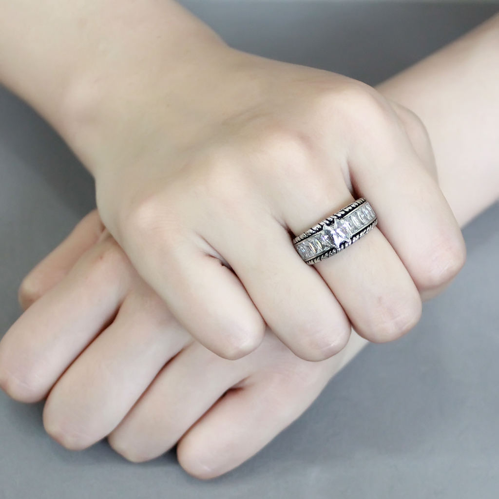 TK3606 - Stainless Steel Ring No Plating Women AAA Grade CZ Clear