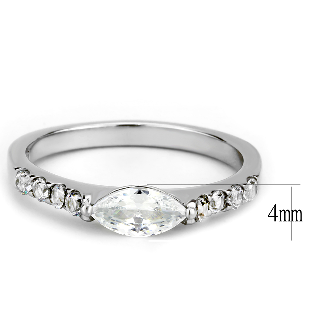 TK3607 - Stainless Steel Ring No Plating Women AAA Grade CZ Clear