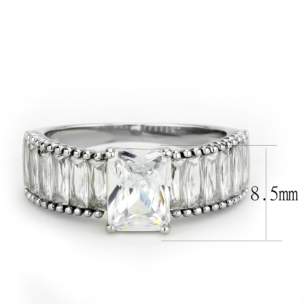 TK3608 - Stainless Steel Ring No Plating Women AAA Grade CZ Clear