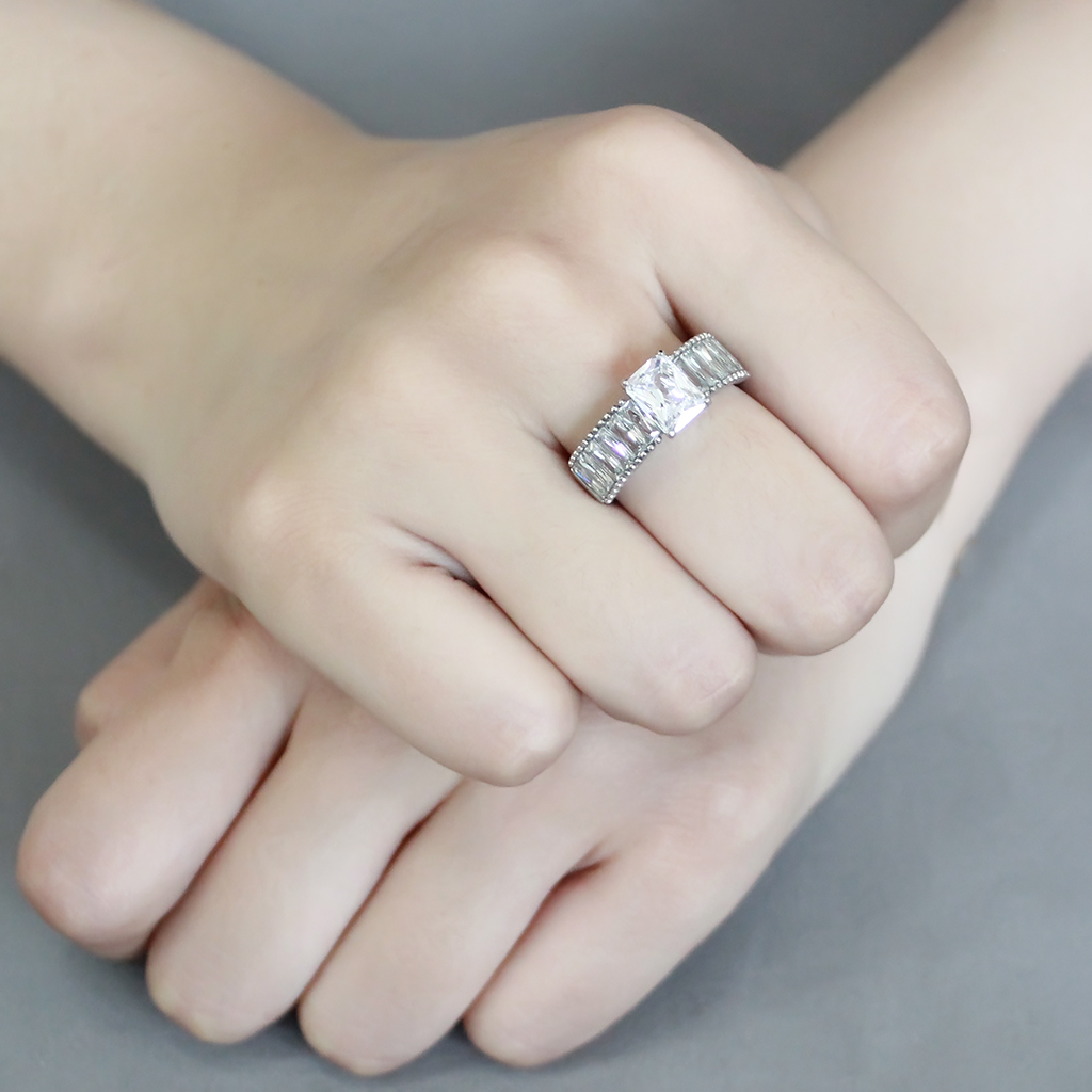 TK3608 - Stainless Steel Ring No Plating Women AAA Grade CZ Clear