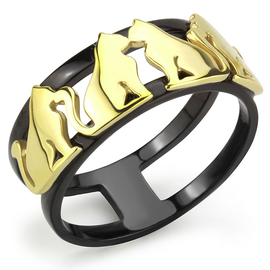 TK3609 - Stainless Steel Ring IP Gold+ IP Black (Ion Plating) Women No Stone No Stone