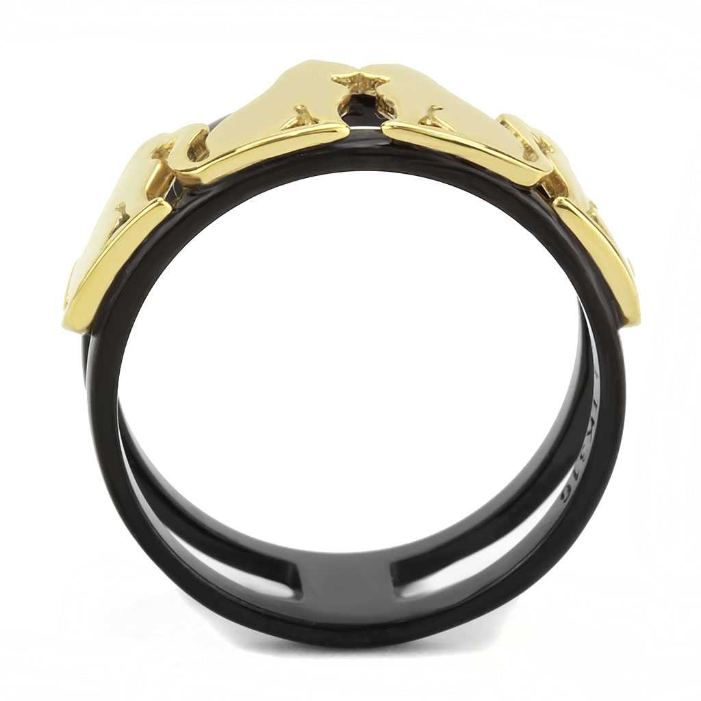 TK3609 - Stainless Steel Ring IP Gold+ IP Black (Ion Plating) Women No Stone No Stone