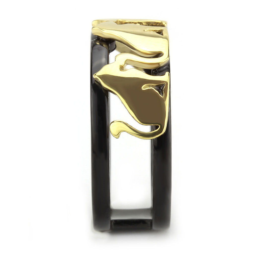 TK3609 - Stainless Steel Ring IP Gold+ IP Black (Ion Plating) Women No Stone No Stone