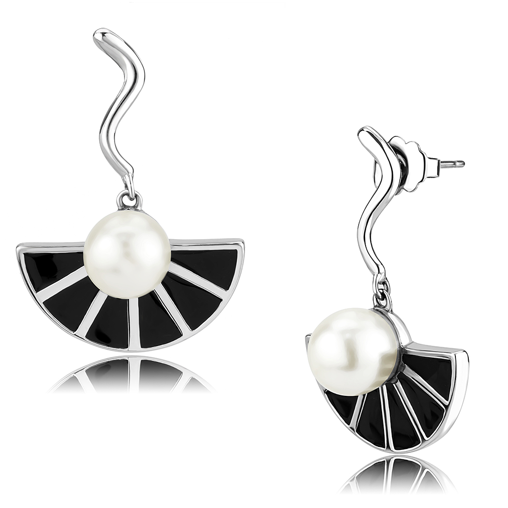 TK3612 - Stainless Steel Earrings No Plating Women Synthetic White