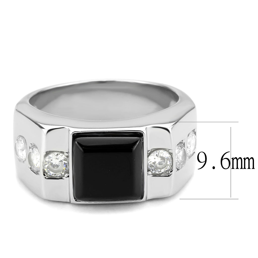 TK3615 - Stainless Steel Ring High polished (no plating) Men Synthetic Jet