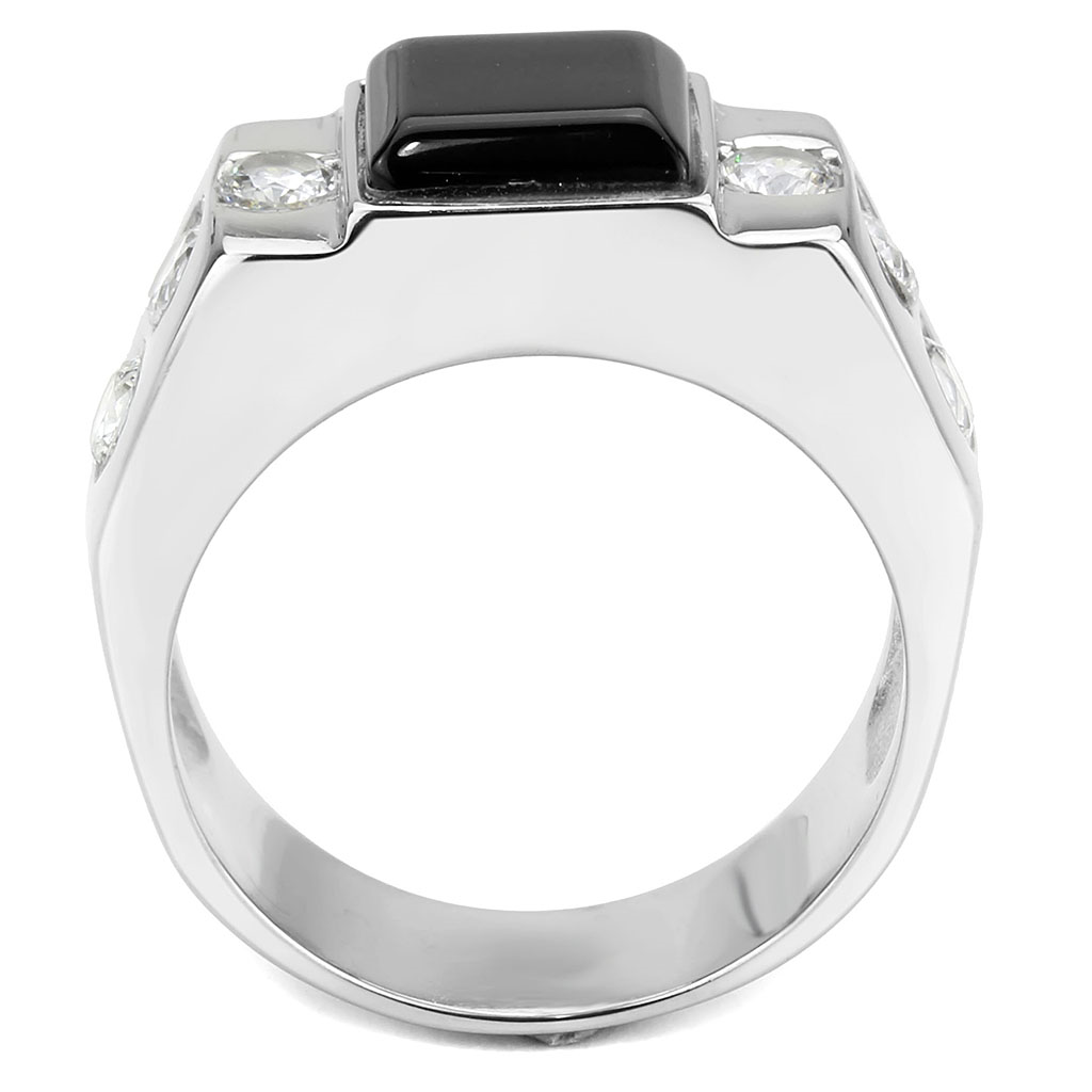 TK3615 - Stainless Steel Ring High polished (no plating) Men Synthetic Jet