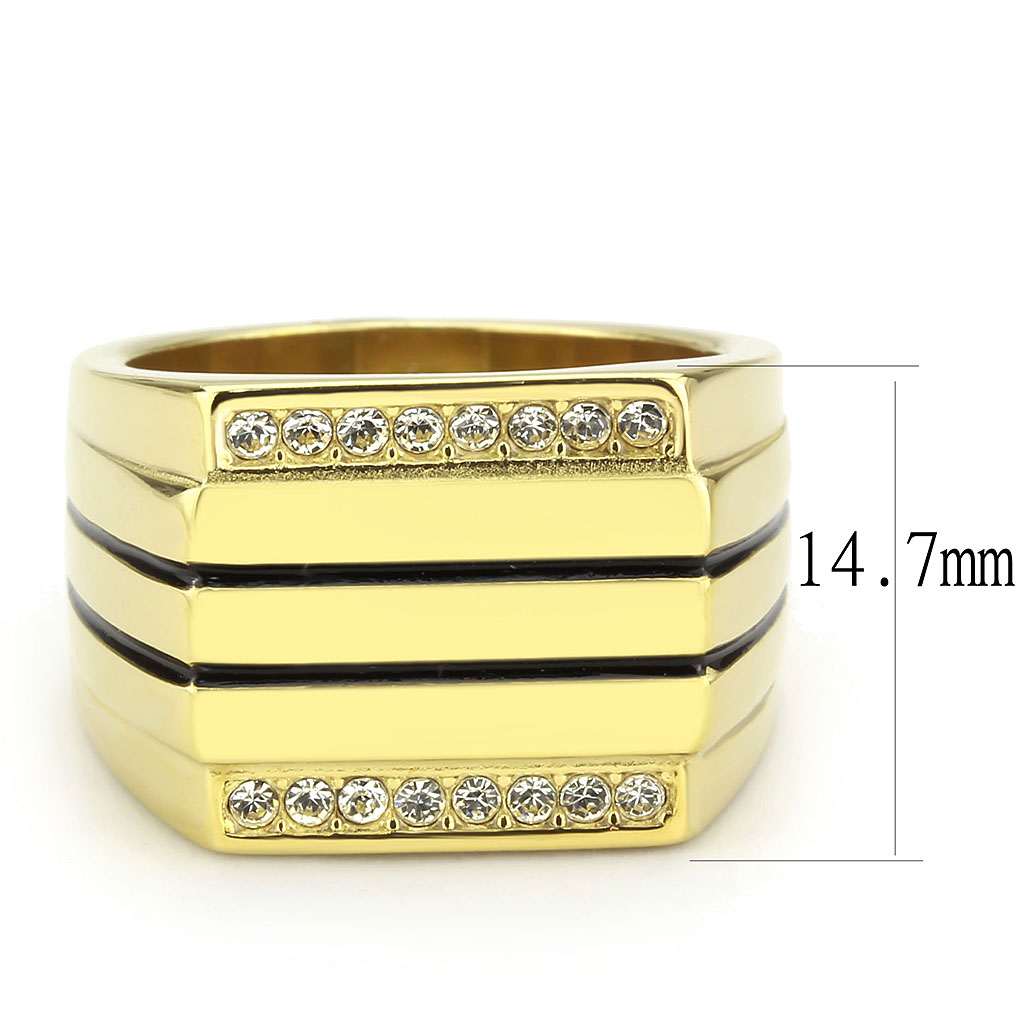 TK3618 - Stainless Steel Ring IP Gold(Ion Plating) Men Top Grade Crystal Clear