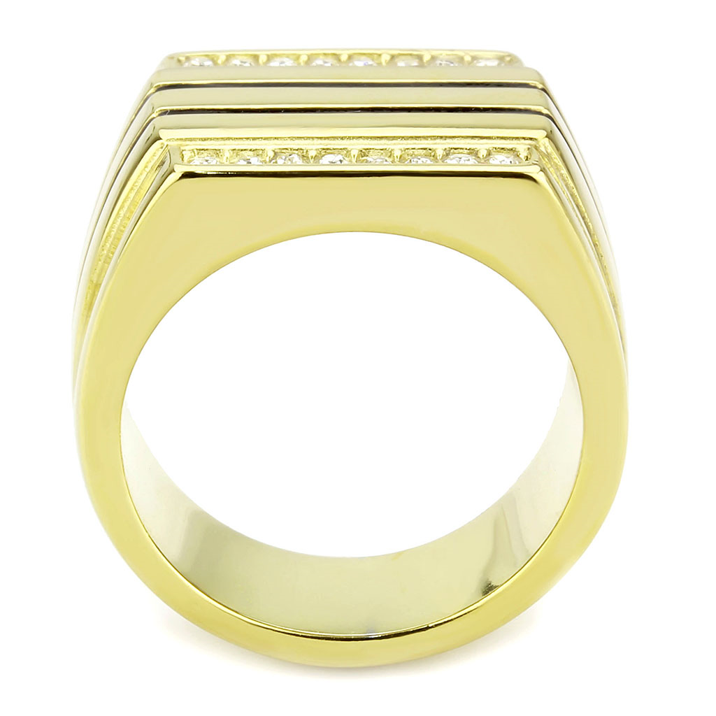 TK3618 - Stainless Steel Ring IP Gold(Ion Plating) Men Top Grade Crystal Clear