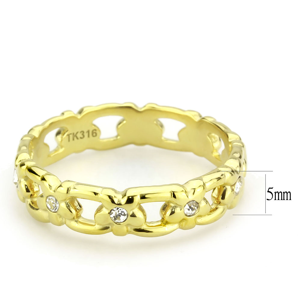 TK3629 - Stainless Steel Ring IP Gold(Ion Plating) Women Top Grade Crystal Clear