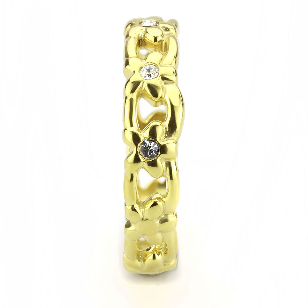 TK3629 - Stainless Steel Ring IP Gold(Ion Plating) Women Top Grade Crystal Clear