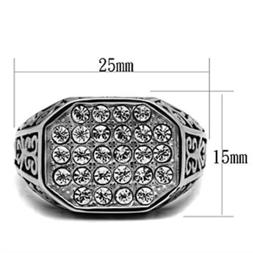 TK362 - Stainless Steel Ring High polished (no plating) Men Top Grade Crystal Clear