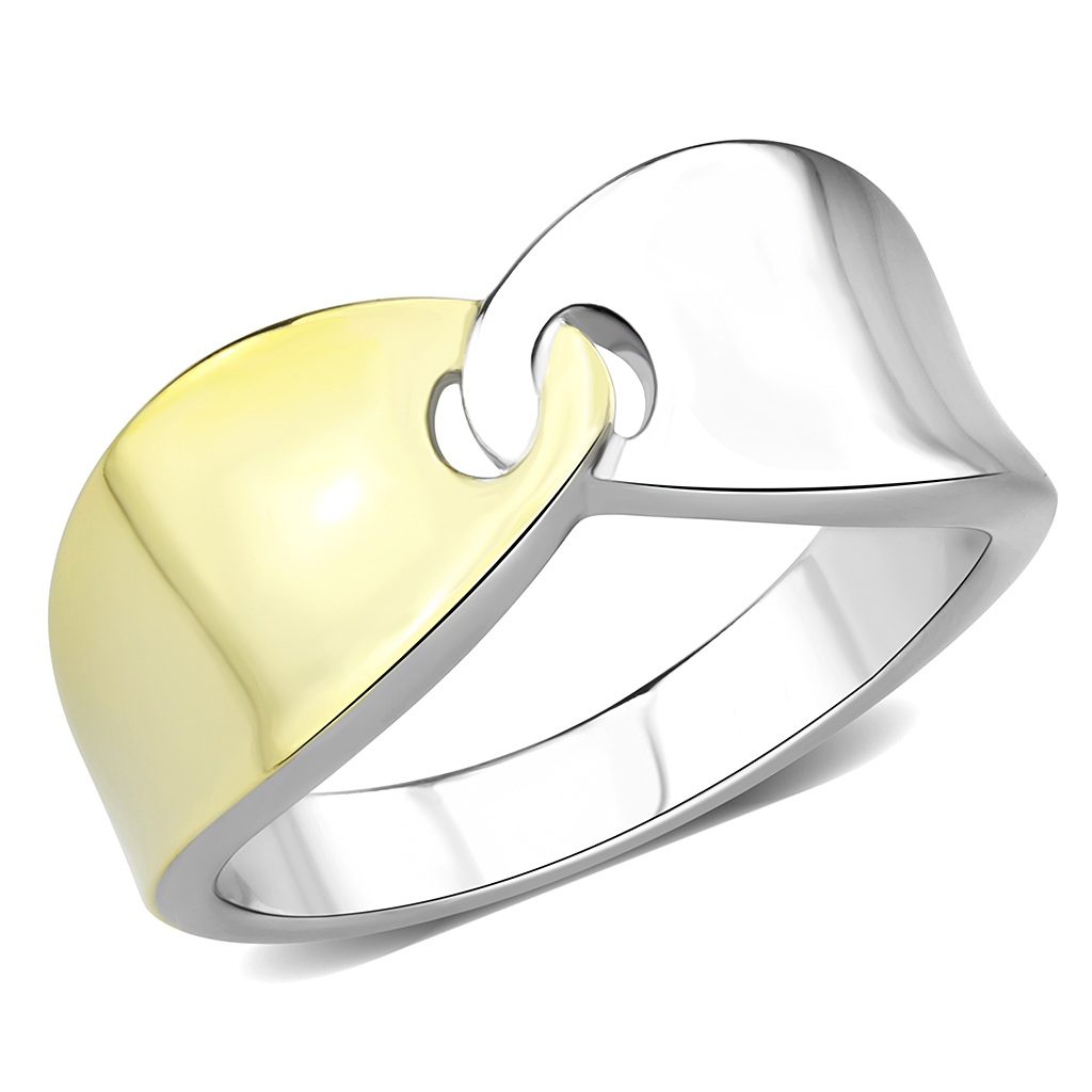 TK3630 - Stainless Steel Ring Two-Tone IP Gold (Ion Plating) Women No Stone No Stone