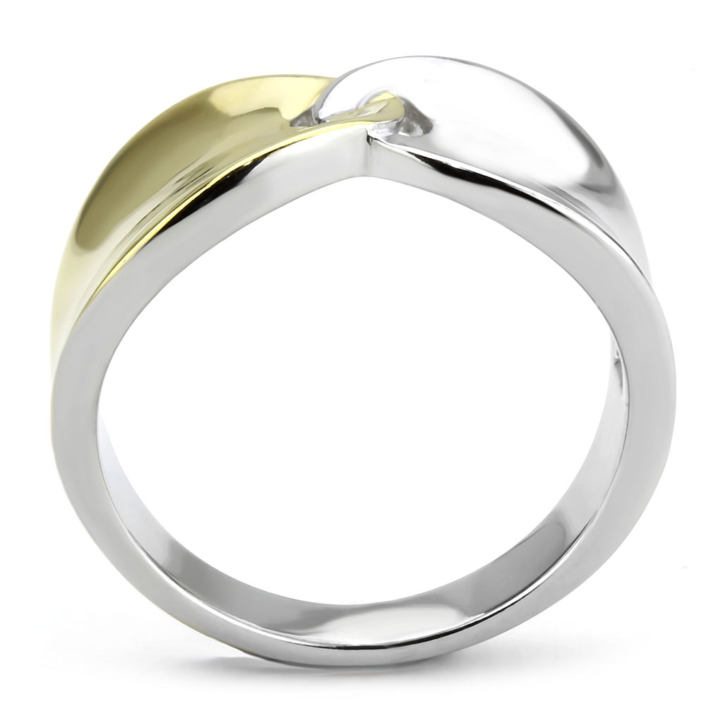 TK3630 - Stainless Steel Ring Two-Tone IP Gold (Ion Plating) Women No Stone No Stone