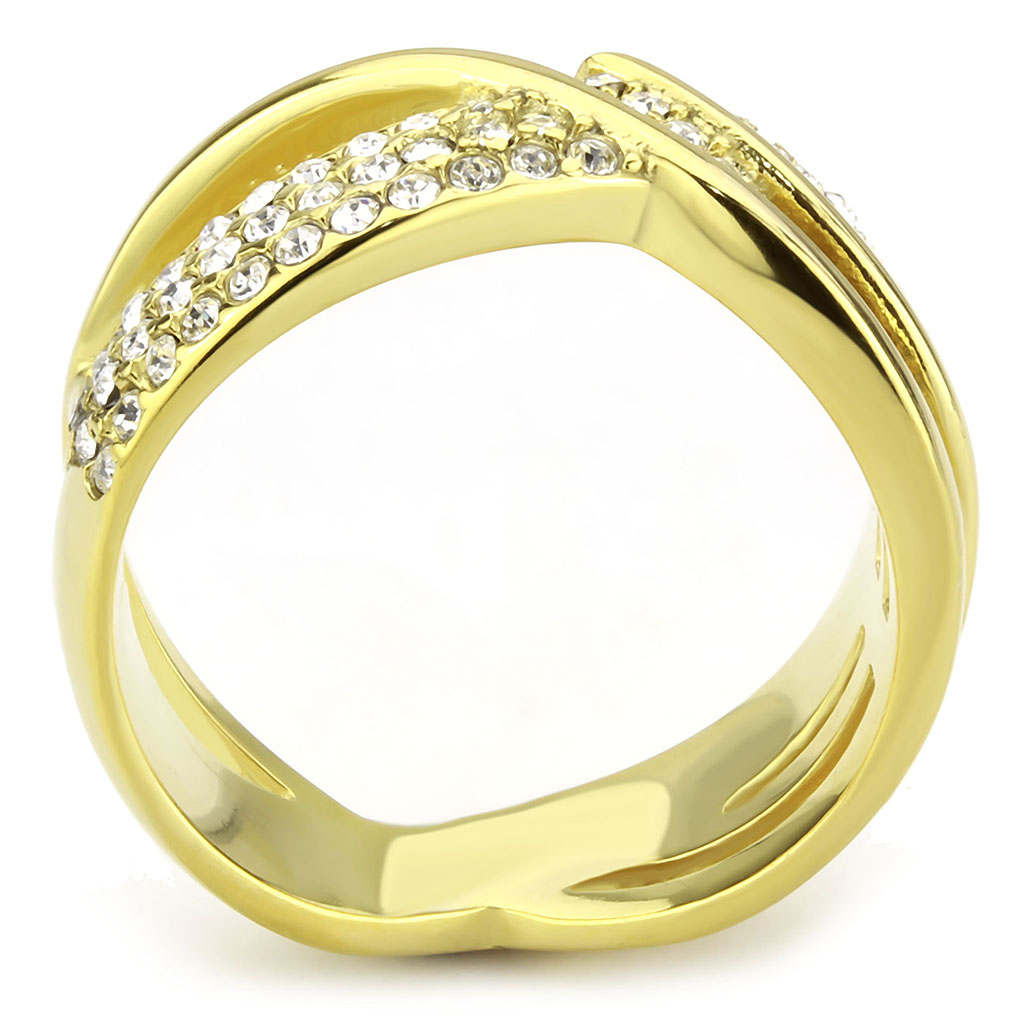 TK3632 - Stainless Steel Ring IP Gold(Ion Plating) Women Top Grade Crystal Clear