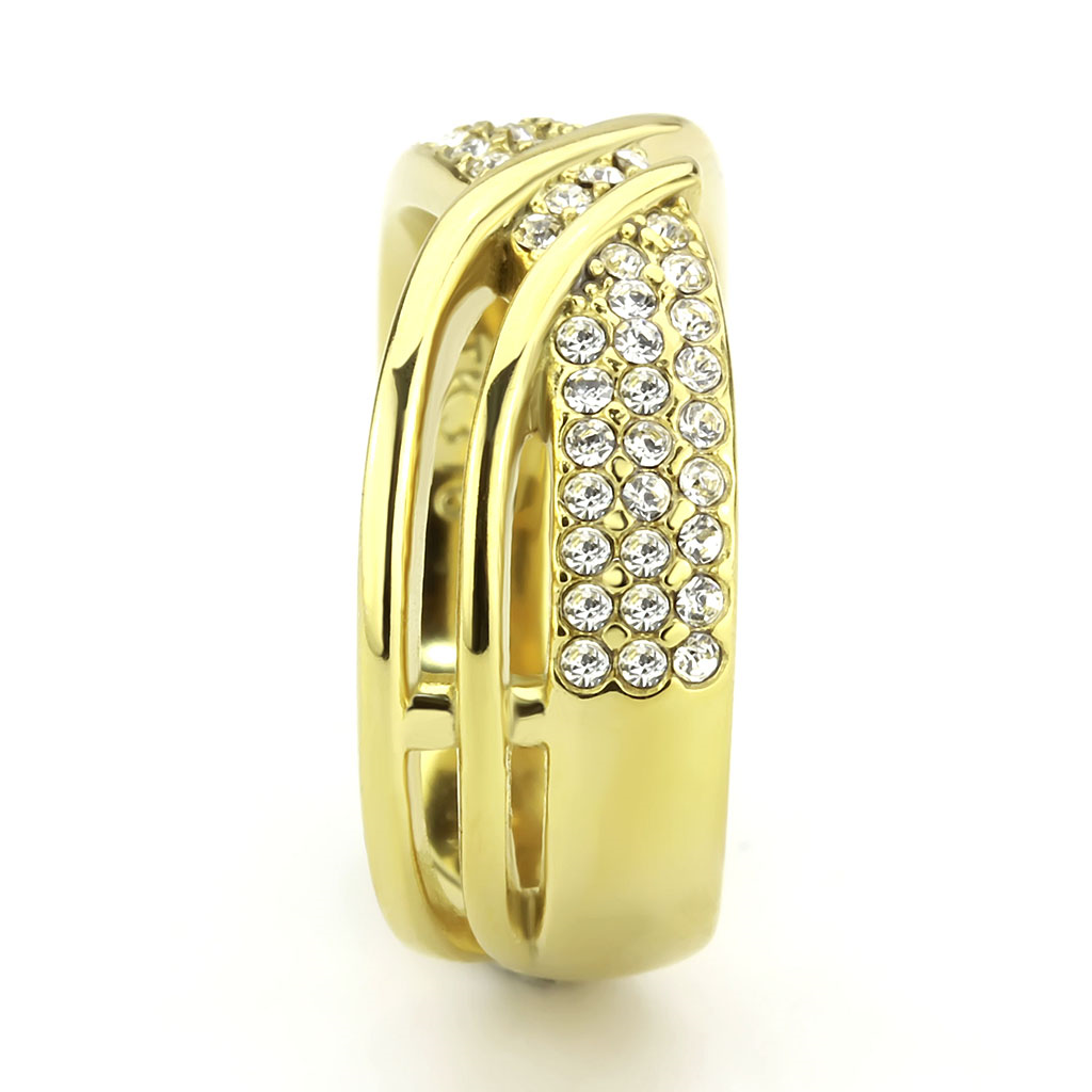 TK3632 - Stainless Steel Ring IP Gold(Ion Plating) Women Top Grade Crystal Clear