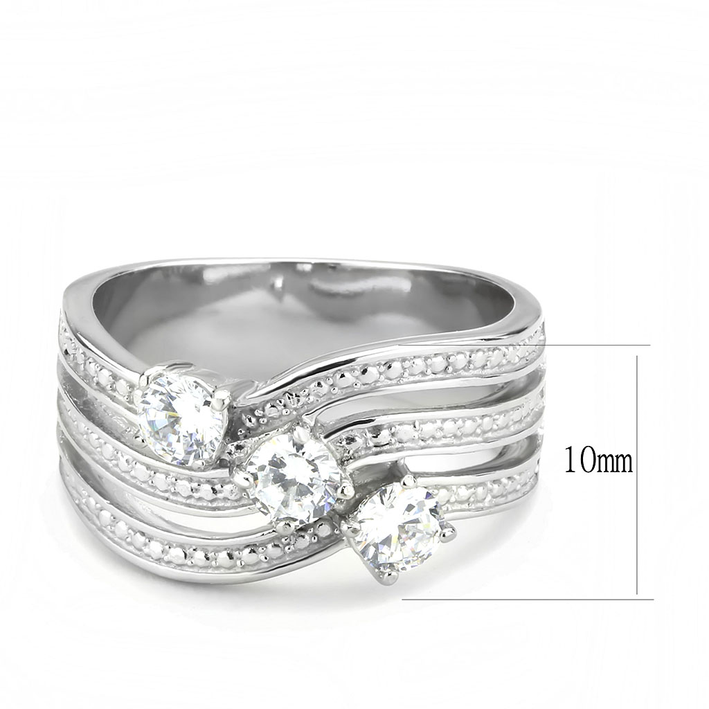 TK3633 - Stainless Steel Ring High polished (no plating) Women AAA Grade CZ Clear