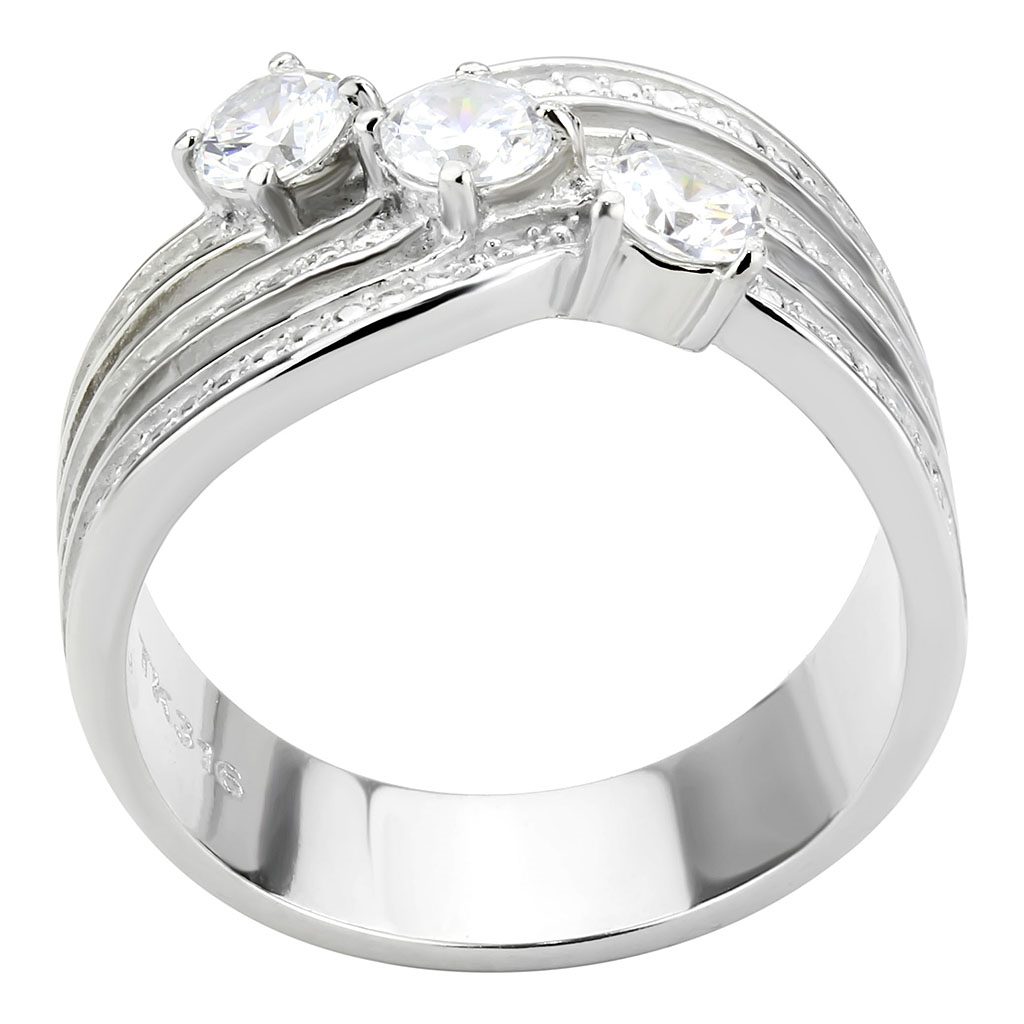 TK3633 - Stainless Steel Ring High polished (no plating) Women AAA Grade CZ Clear