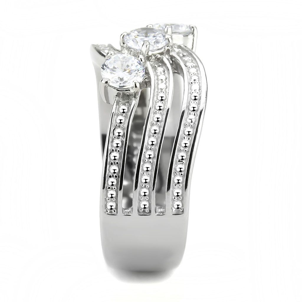 TK3633 - Stainless Steel Ring High polished (no plating) Women AAA Grade CZ Clear