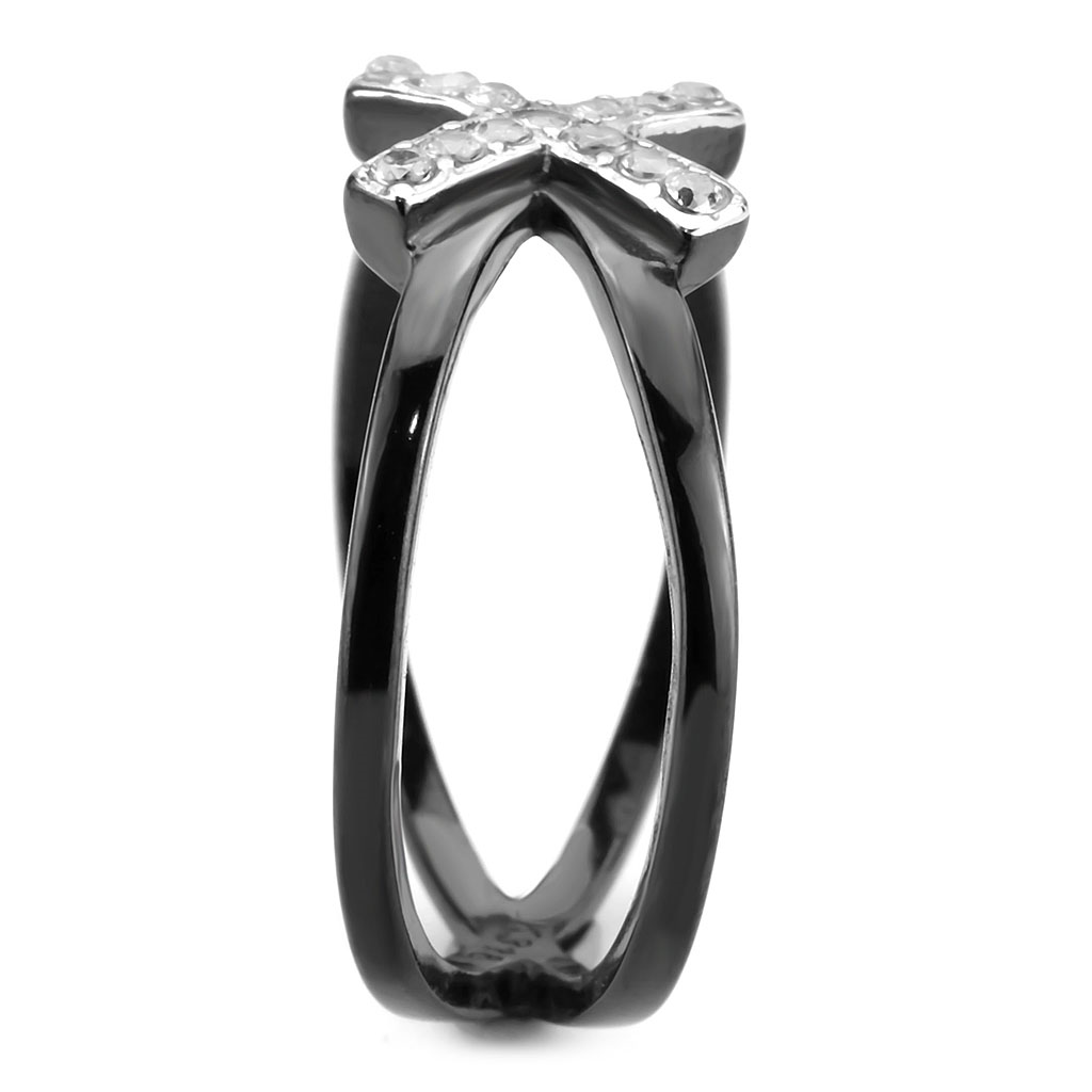 TK3635 - Stainless Steel Ring Two-Tone IP Black (Ion Plating) Women AAA Grade CZ Clear