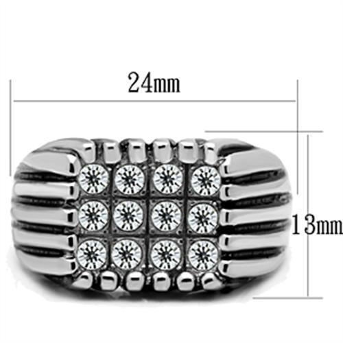 TK363 - Stainless Steel Ring High polished (no plating) Men Top Grade Crystal Clear