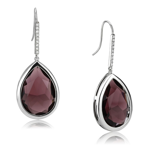 TK3647 - Stainless Steel Earrings High polished (no plating) Women Top Grade Crystal Amethyst