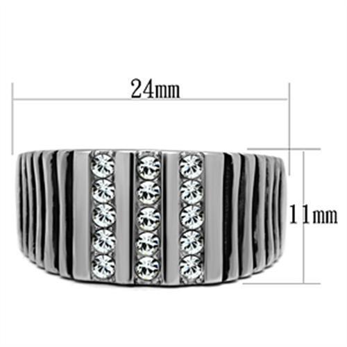 TK364 - Stainless Steel Ring High polished (no plating) Men Top Grade Crystal Clear