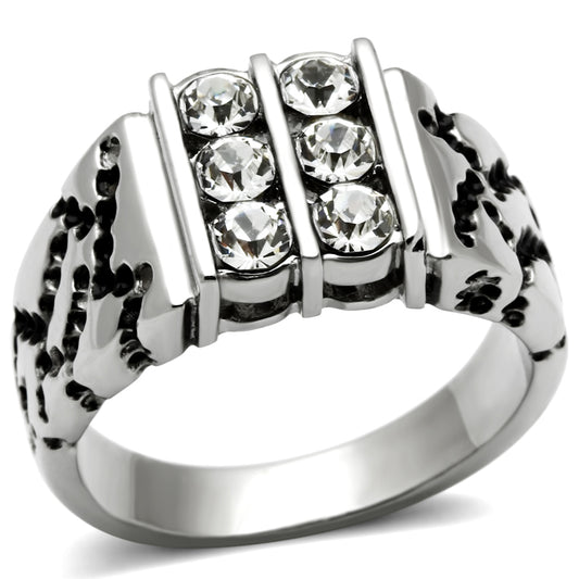 TK365 - Stainless Steel Ring High polished (no plating) Men Top Grade Crystal Clear