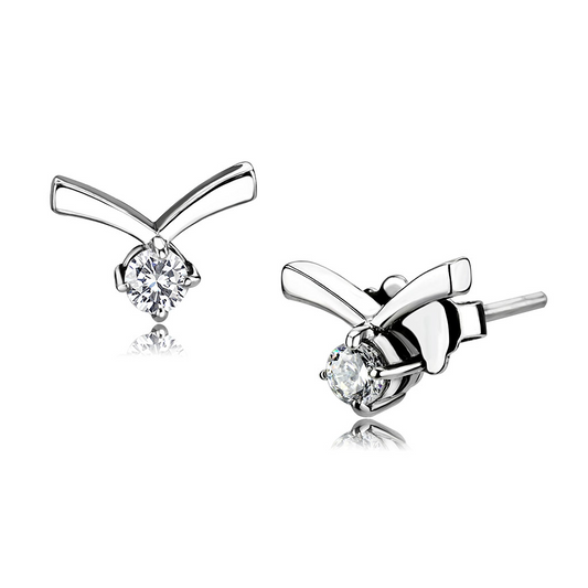 TK3657 - Stainless Steel Earrings High polished (no plating) Women AAA Grade CZ Clear