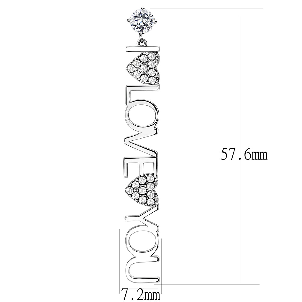 TK3665 - Stainless Steel Earrings High polished (no plating) Women AAA Grade CZ Clear