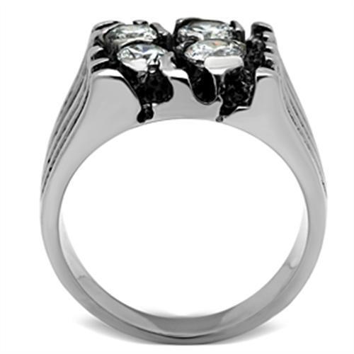 TK366 - Stainless Steel Ring High polished (no plating) Men AAA Grade CZ Clear