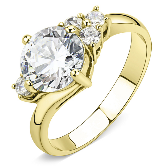 TK3670 - Stainless Steel Ring IP Gold(Ion Plating) Women AAA Grade CZ Clear