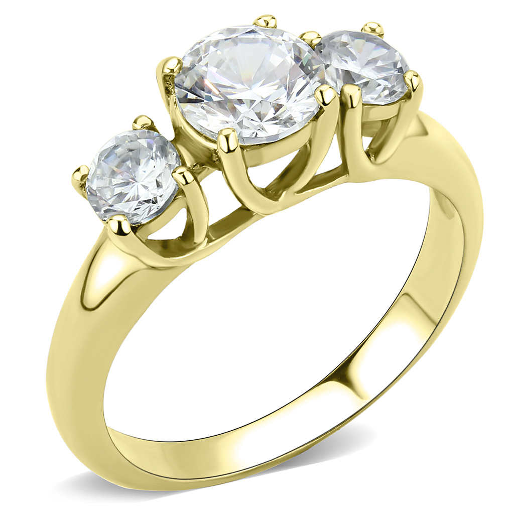 TK3673 - Stainless Steel Ring IP Gold(Ion Plating) Women AAA Grade CZ Clear