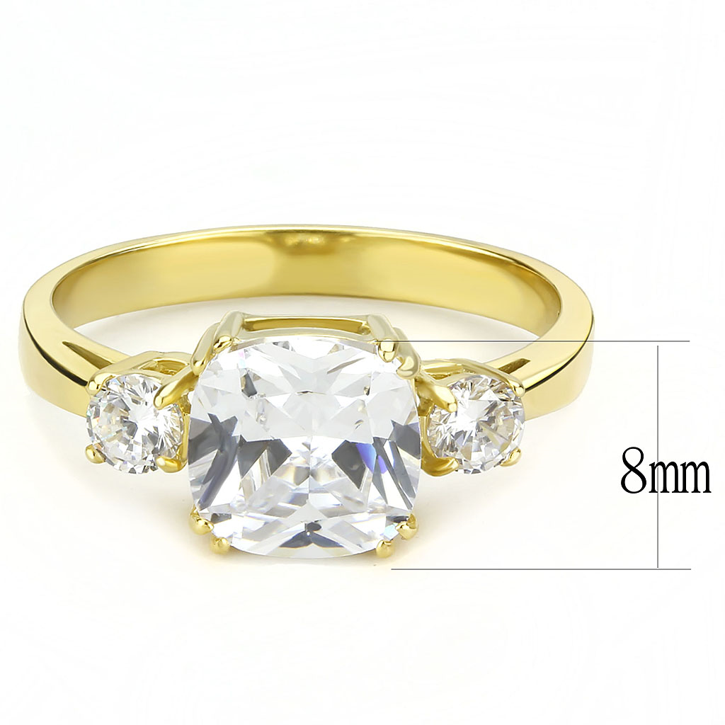 TK3674 - Stainless Steel Ring IP Gold(Ion Plating) Women AAA Grade CZ Clear