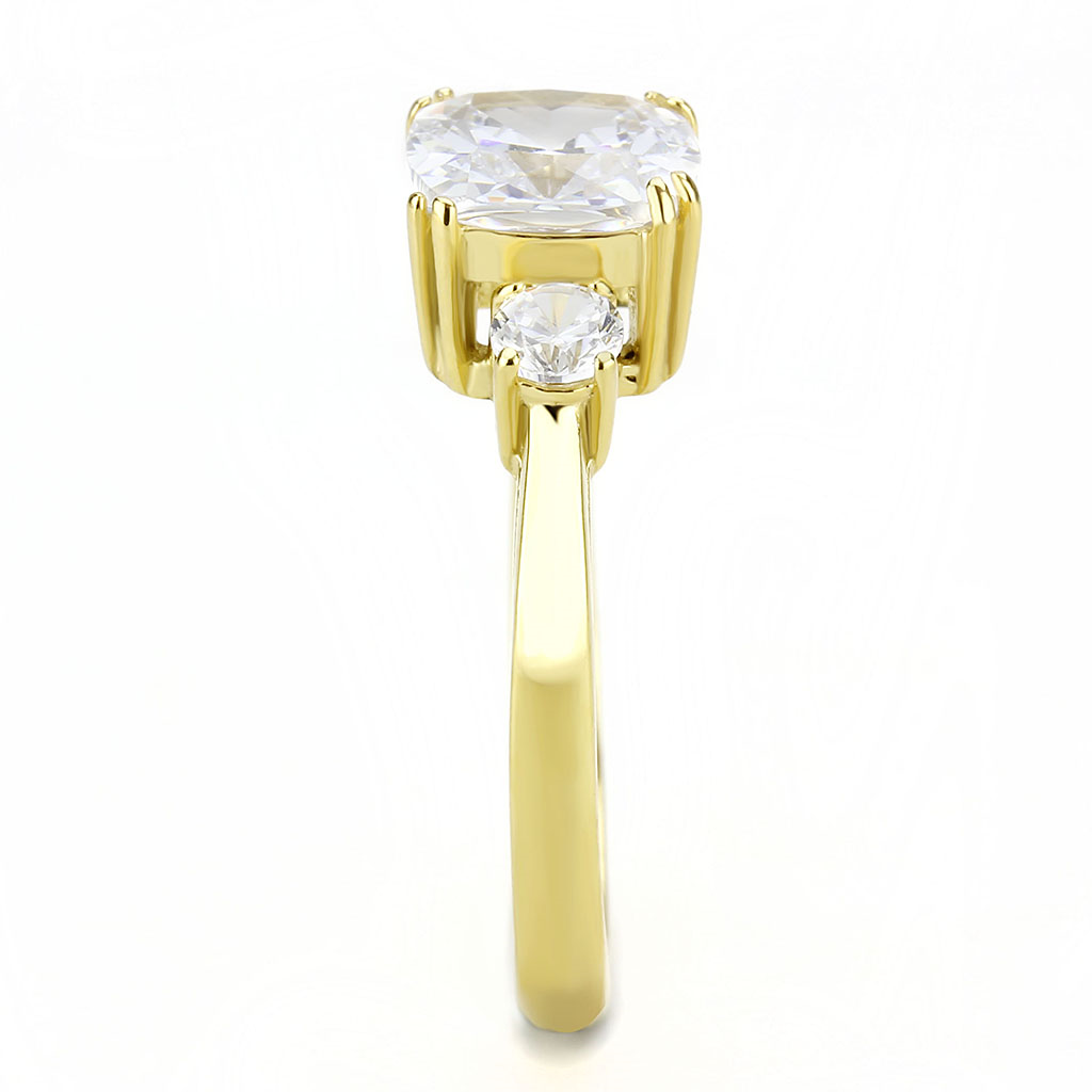 TK3674 - Stainless Steel Ring IP Gold(Ion Plating) Women AAA Grade CZ Clear