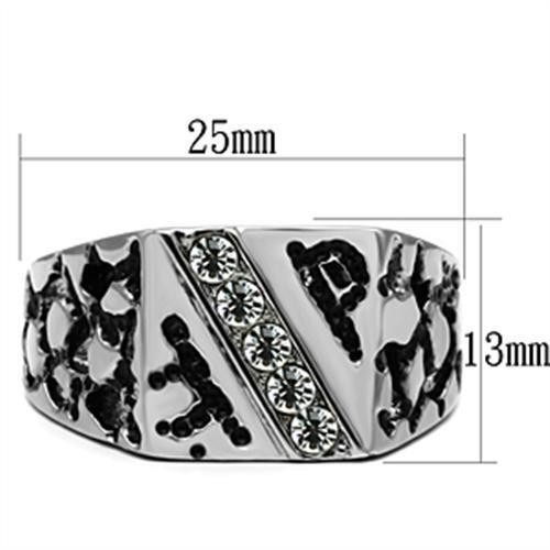 TK367 - Stainless Steel Ring High polished (no plating) Men Top Grade Crystal Clear