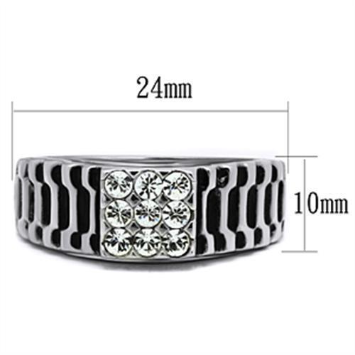 TK368 - Stainless Steel Ring High polished (no plating) Men Top Grade Crystal Clear