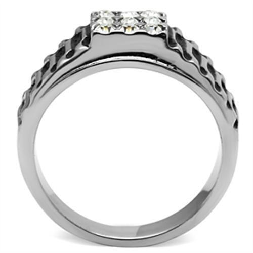 TK368 - Stainless Steel Ring High polished (no plating) Men Top Grade Crystal Clear