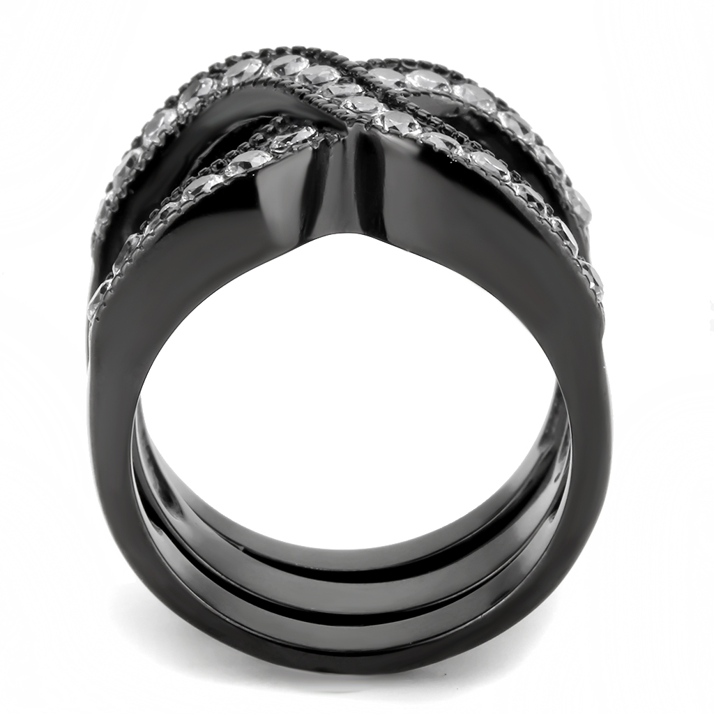 TK3694 - Stainless Steel Ring IP Black(Ion Plating) Women AAA Grade CZ Clear