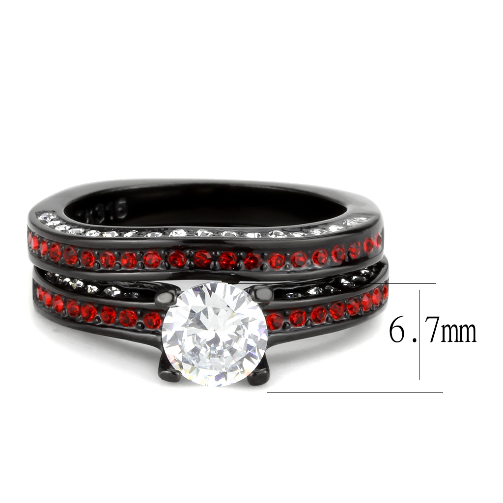 TK3695 - Stainless Steel Ring IP Black(Ion Plating) Women AAA Grade CZ Clear