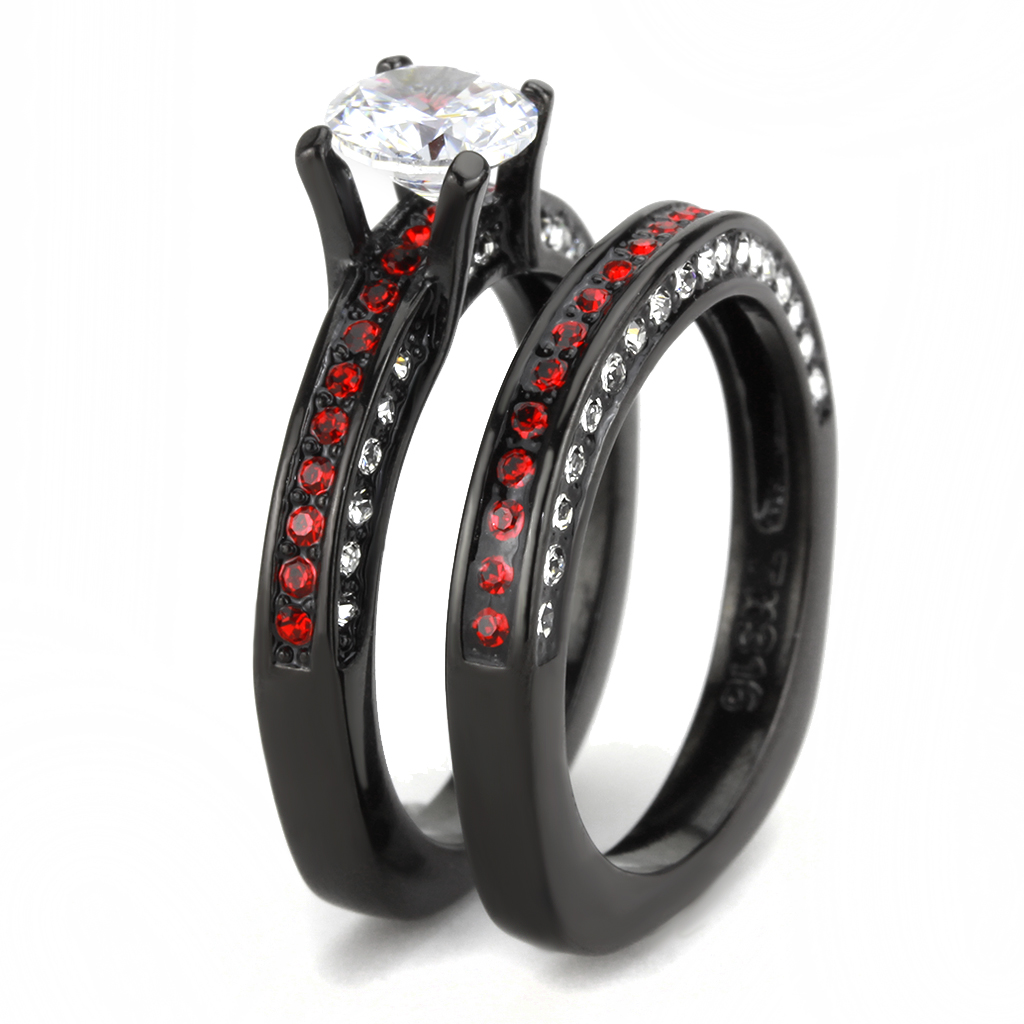 TK3695 - Stainless Steel Ring IP Black(Ion Plating) Women AAA Grade CZ Clear