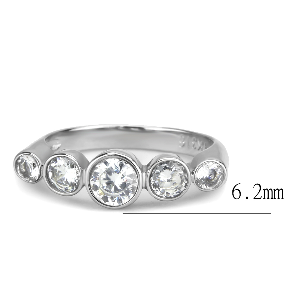 TK3697 - Stainless Steel Ring High polished (no plating) Women AAA Grade CZ Clear