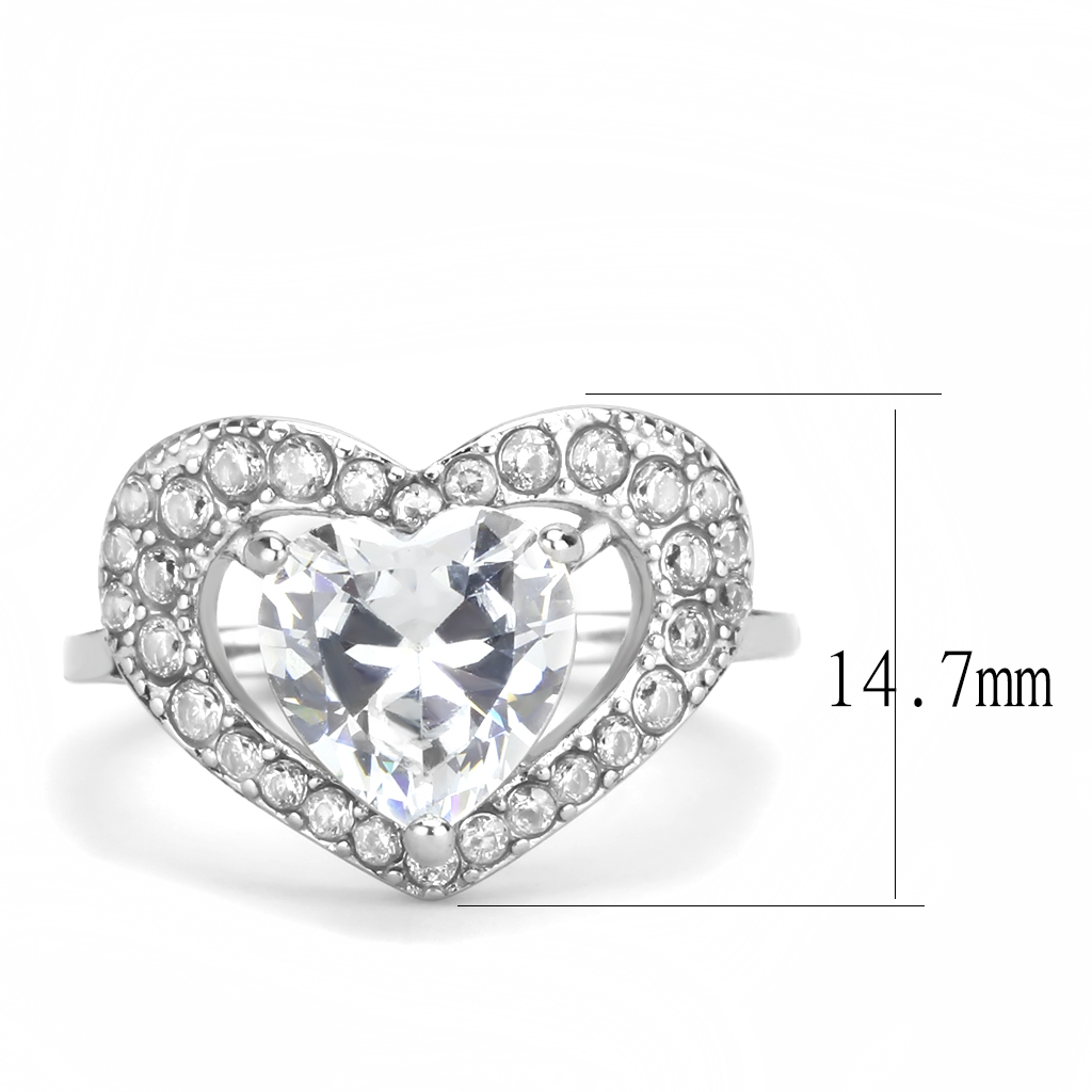 TK3698 - Stainless Steel Ring High polished (no plating) Women AAA Grade CZ Clear