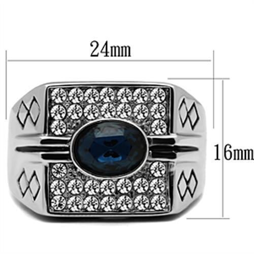 TK369 - Stainless Steel Ring High polished (no plating) Men Top Grade Crystal Montana