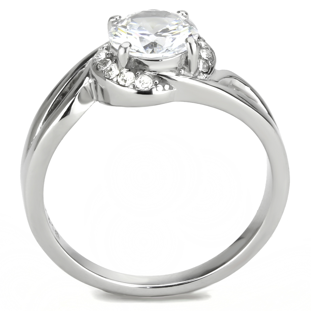 TK3701 - Stainless Steel Ring High polished (no plating) Women AAA Grade CZ Clear